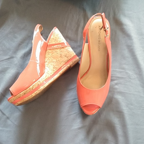 Antonio Melani coral wedges.  Size 8.5 - Picture 2 of 7